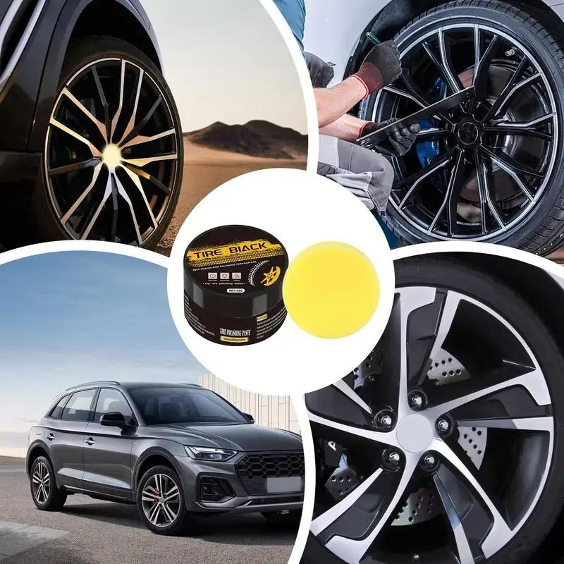 タイヤ黒高光沢ホイールコーティング長期的な研磨ペースト 50 グラム多目的タイヤ光沢剤スポンジ付き車のクリーニング