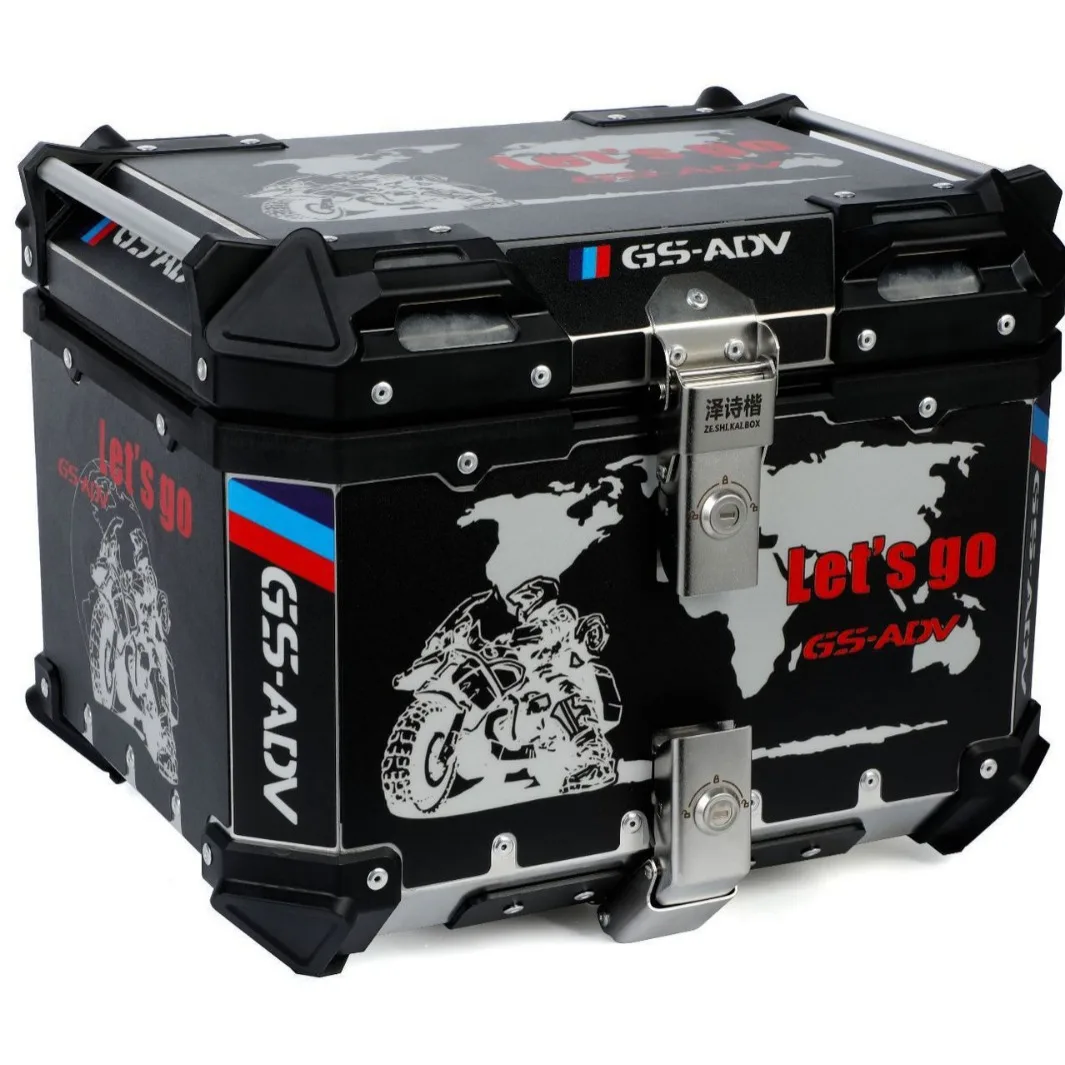 Lightweight 45L Decal Aluminum Alloy Tail Box Motorcycle Electric Vehicle Helmet Backup Trunk Luggage