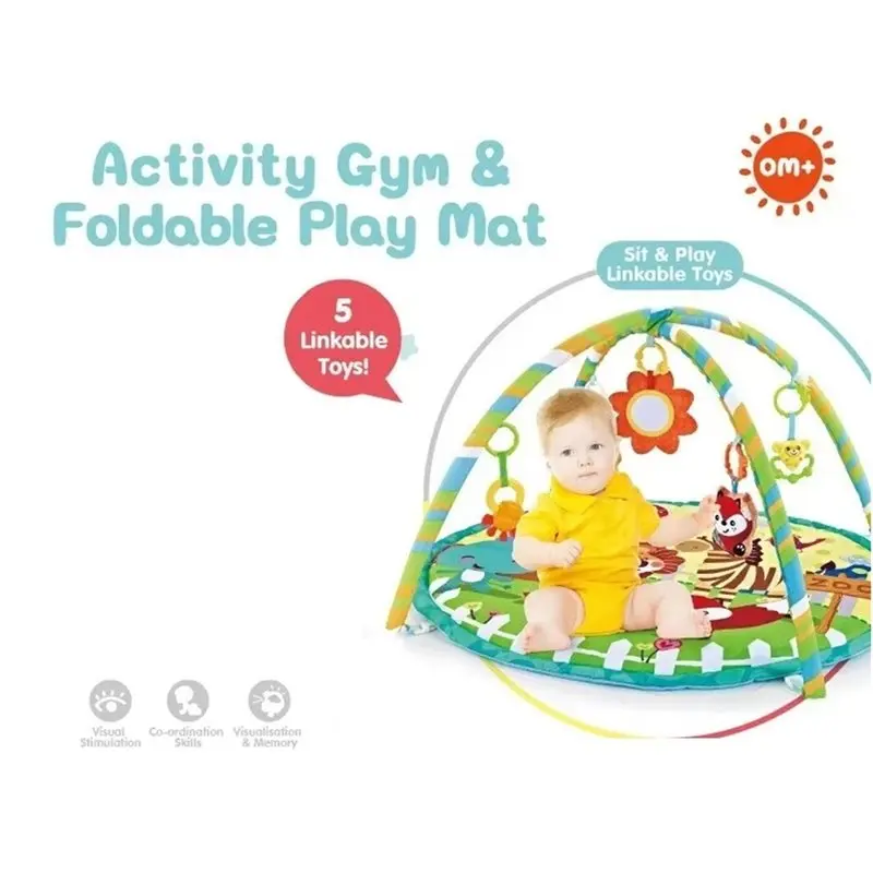 WOWFU-alfombrilla redonda para gatear con marco de Fitness multifuncional, manta de juego de rompecabezas para bebé de 0 a 12 meses