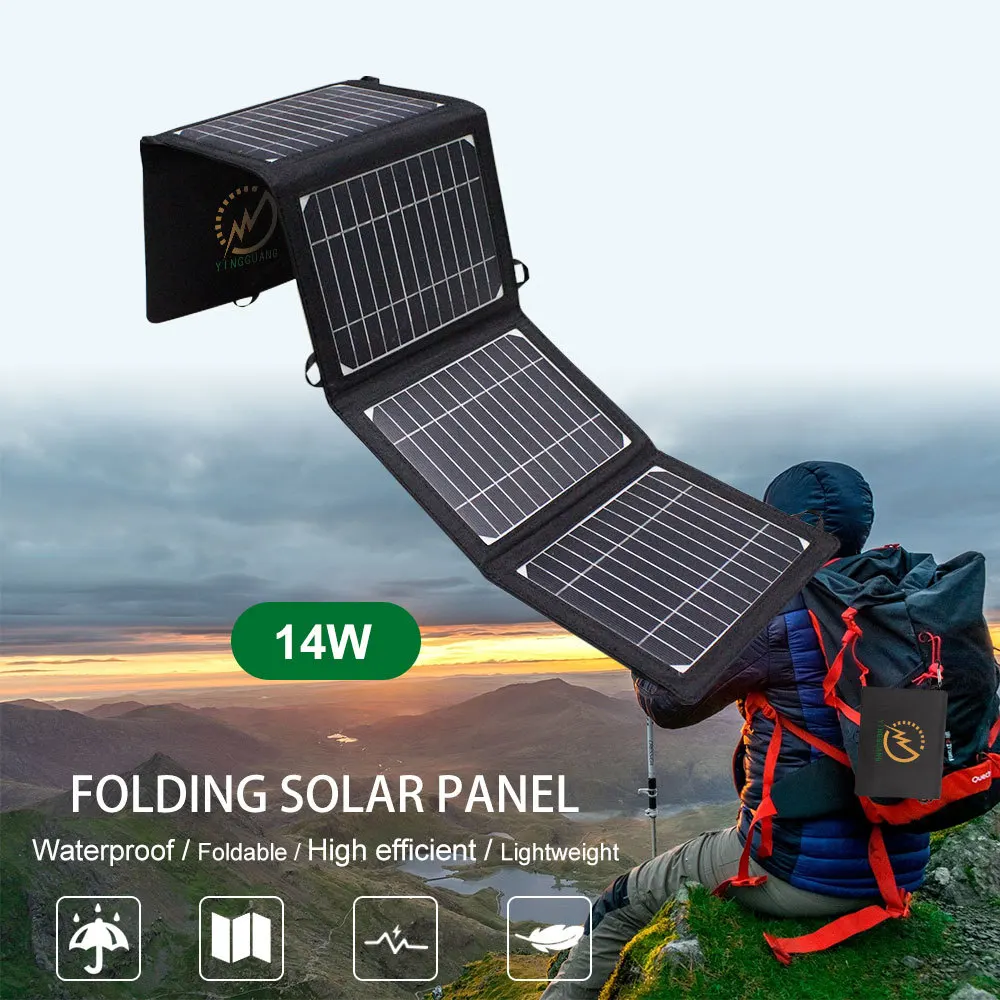 

Portable solar folding bag 14W outdoor emergency power supply, solar charging panel, photovoltaic charging panel