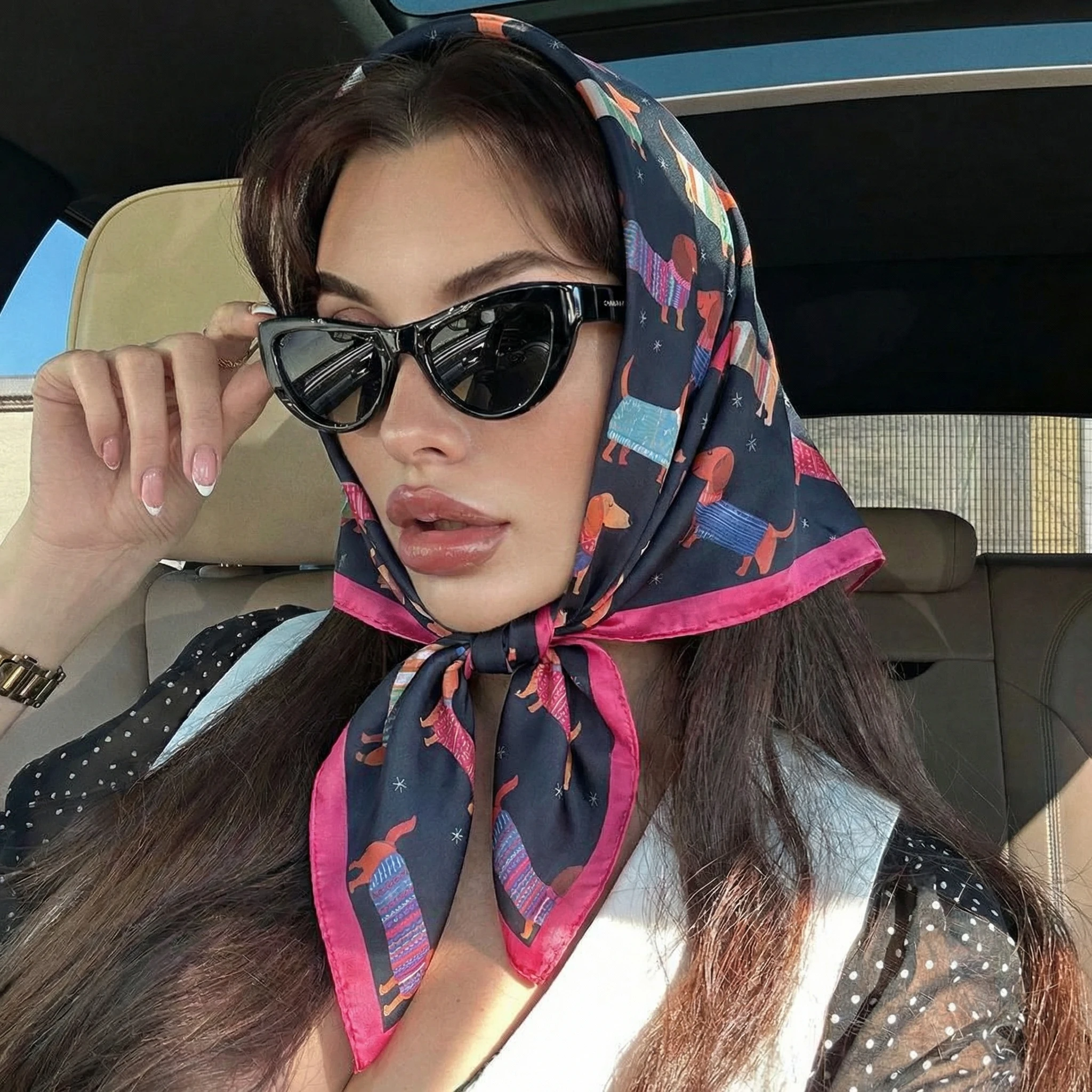 

Square Silk Scarf Women Luxury Brand Satin Print Hijab Scarves Muslim Pareo Bandana Female Shawl Wrap Headband Foulard 70*70cm