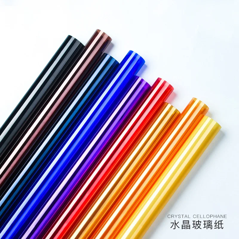 

Pure Color Crystal Glass Paper Bouquet Wrapping Paper Semi-Transparent Waterproof Thickened Flower Shiny