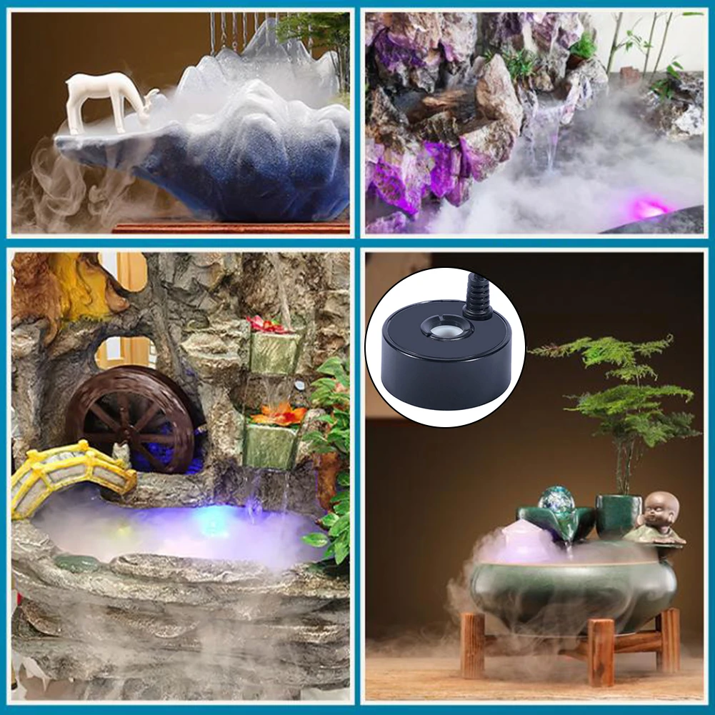 2-IN-1 USB 5V Mist Maker Fogger Mist Maker  Colorful LED Lights 5V Sound Fountain Atomizer For Pond Rockery Fish Sink Mist Maker