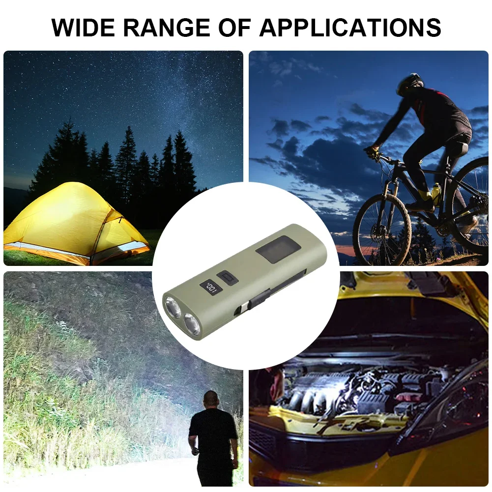 USB Rechargeable LED Flashlight with Power Display Super Bright Mini Portable Torch Built-in Battery Portable Lighting