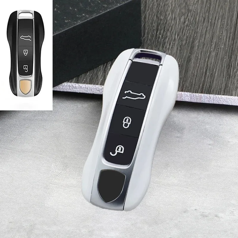 

White Remote Smart Key Shell Holder Cover For Porsche Cayenne Panamera Macan 911