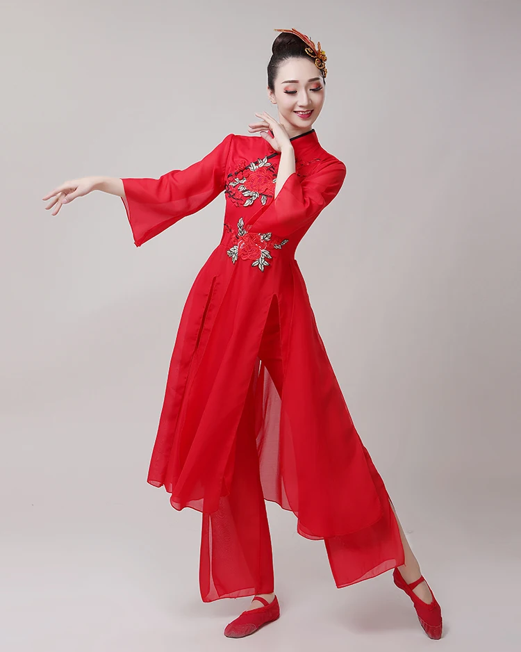 

Женский Yangko, женский зонтик, танцевальный костюм с веером, народный костюм Yangko, сценический костюм, праздничный костюм для выступлений