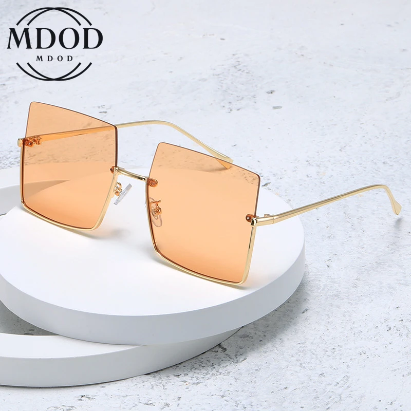 

MDOD Oversized Sunglasses for Women Half-frame Anti-UV Glasses Gradient Lenses Super Large Frame Sunglasses Women