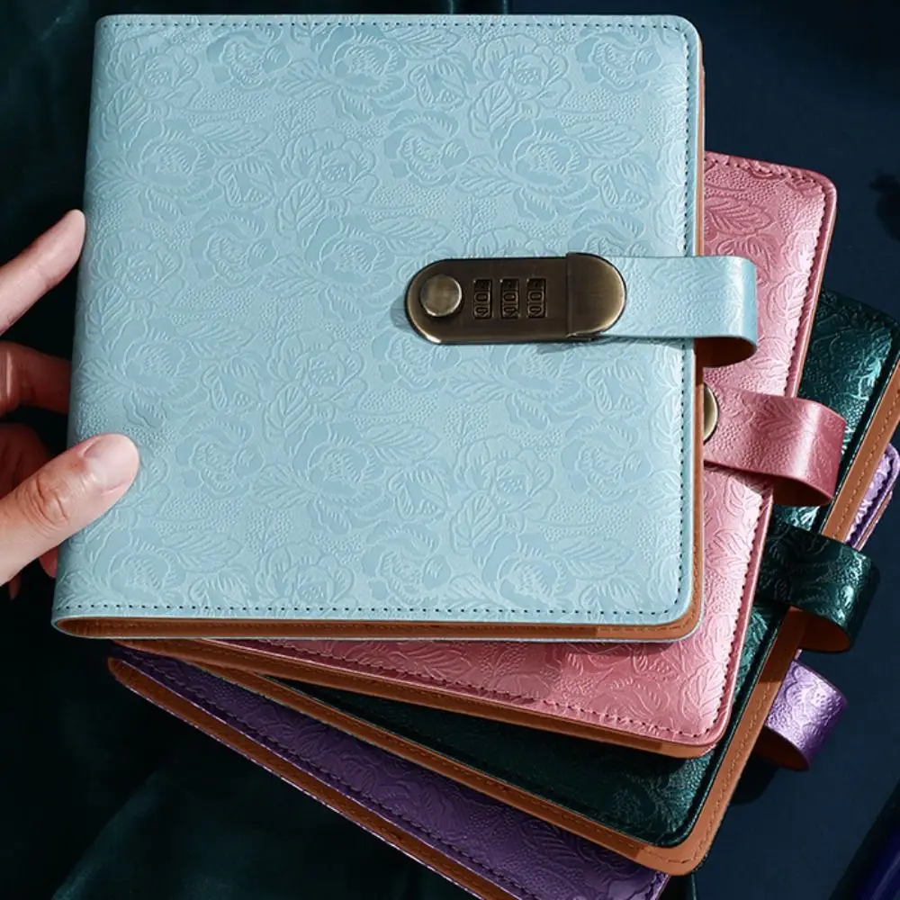 Emboss Flower Envelop Savings Challenges Book 50Sheets PU Leather Budget Binder with Lock Savings Handbook Refillable