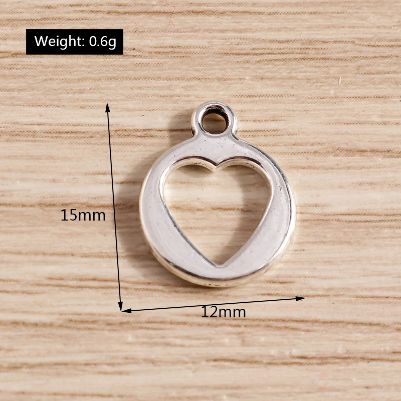 Tusember 50 Stück 12*15mm Legierung Niedliche Metall-Herzanhänger für Schmuckherstellung Niedliche Ohrringe Halsketten Armbänder DIY-Zubehör – Detail 2