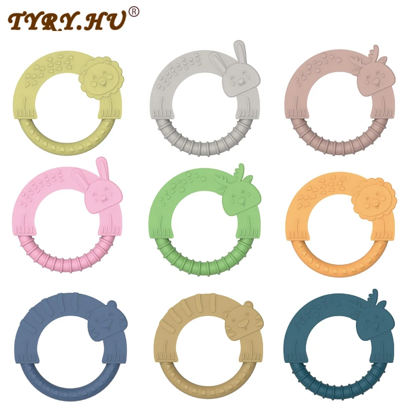 

TYRY.HU 1PC New Cartoon Round Silicone Teether For Baby Teething Toy BPA Free Beech Ring Teether For Kids Teething Chew Tool