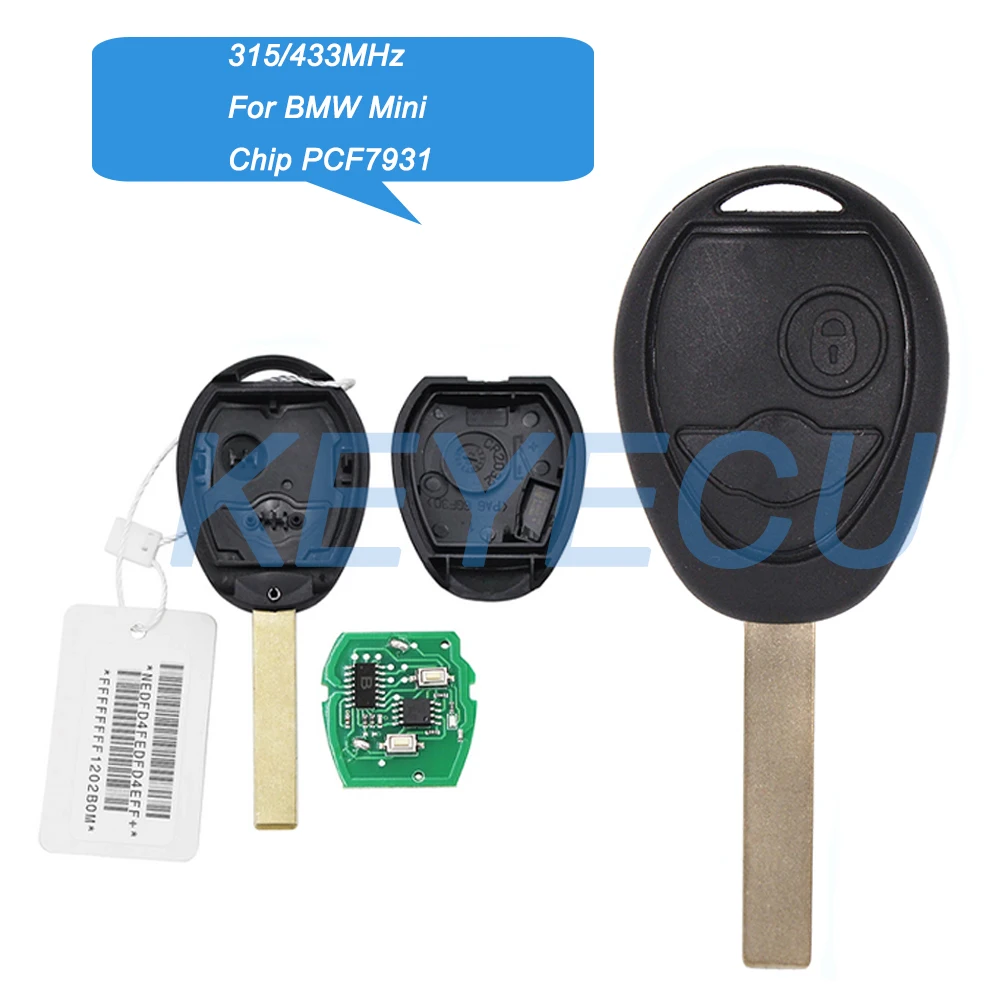 

Remote Key Fob 2 Buttons 315/433 MHz PCF7931/7935 For Bmw Mini Cooper S R50 R53 2002 2003 2004 2005