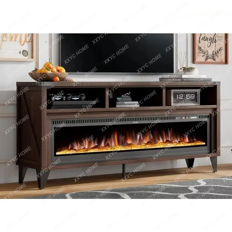 XXIndustrial Media Console for  Electric Fireplace, TVs, Open Shelves, Living Room