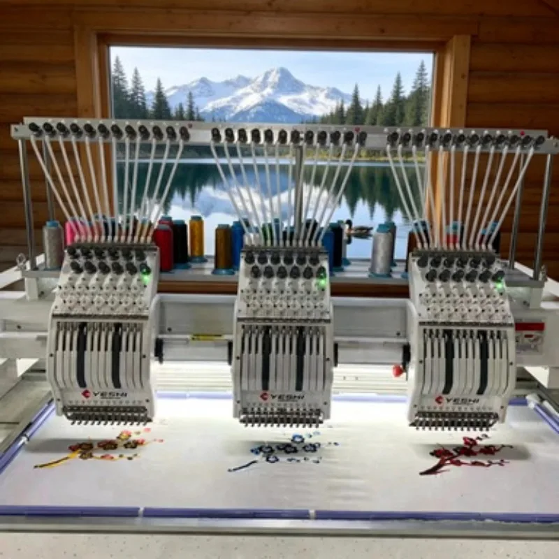 Automatic Color Change Embroidery Device 5 Heads 10 Needles Multi Head Embroidery Machine for T Shirt Bead Sequin