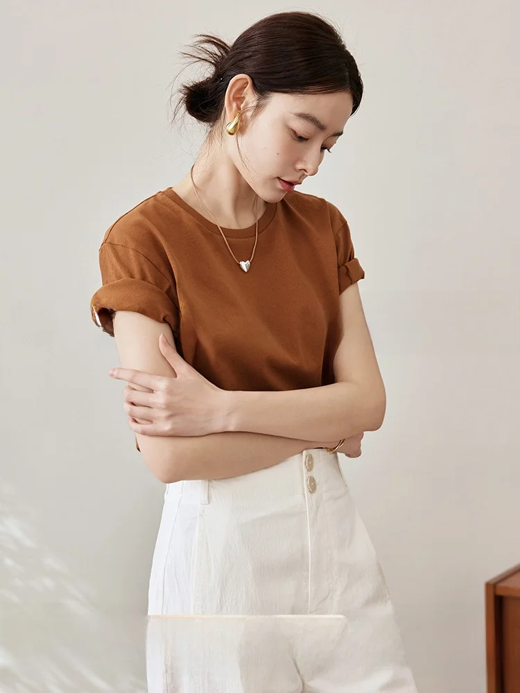 

Женская летняя повседневная хлопковая футболка Ownsong с вышивкой роз, свободного кроя, универсальная для повседневной носки