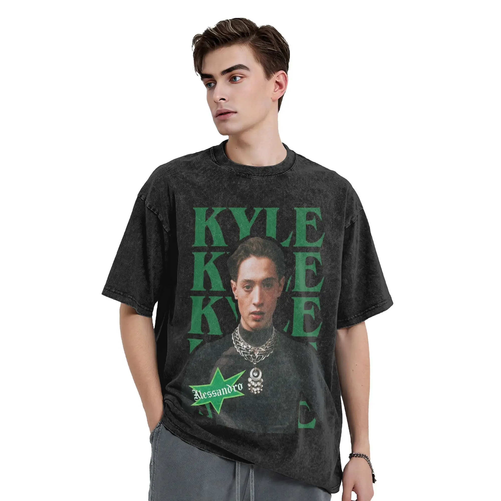 كايل أليساندرو ولاعة يوروفيجن 2025 بلايز للرجال 100% قطن تي شيرت تقليدي Crewneck تي شيرت قصير الأكمام بلايز الصيف