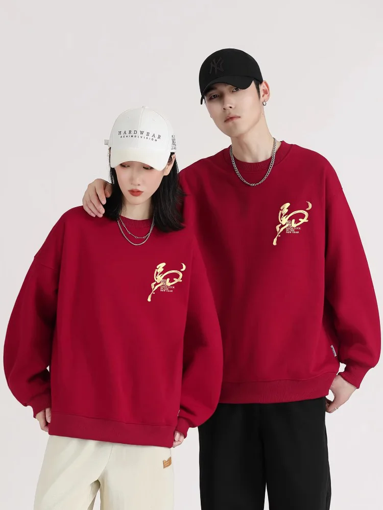 Ladies Large Size 300 Pou 2026  Year Print Sweatirt Trendy Couple Clothes New Year Par Wear Comfortable Fit Long ...