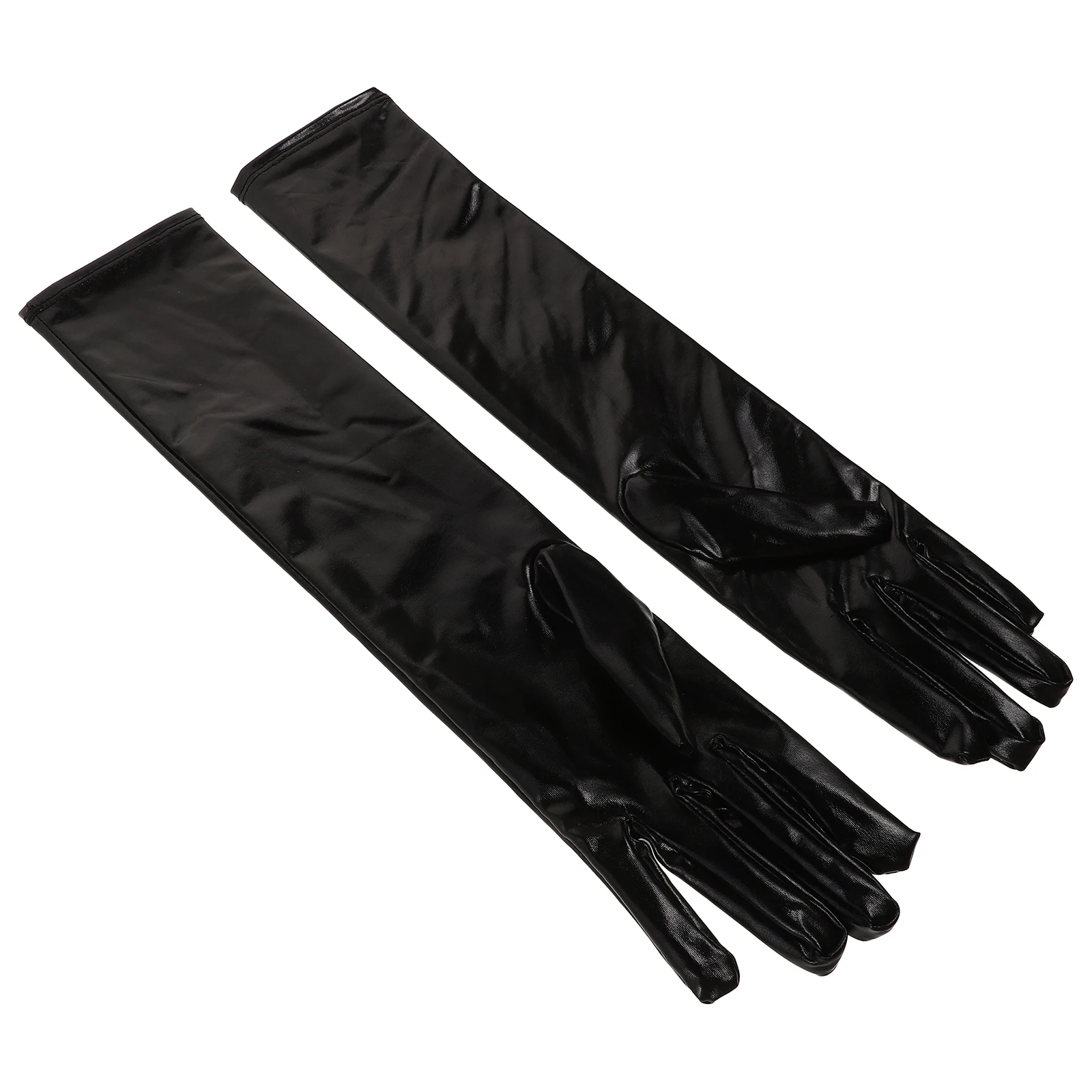 

Long Wet Look Gloves Women Shiny Patent Adult Long Party Polyester Metallic Cosplay Costume Halloween Props Accessories
