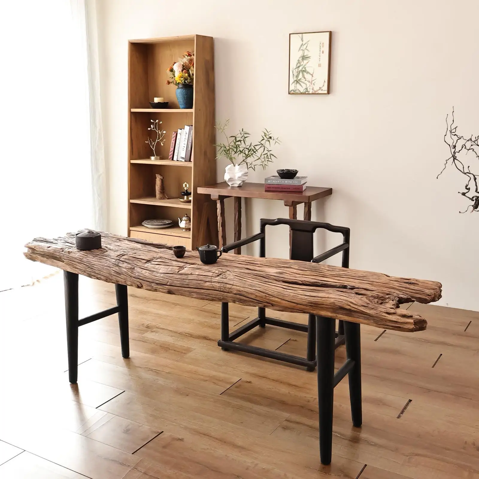 

#d% Wabi Sabi Zen Style Whole Wood Irregular Shape Tea Table Modern Minimalist Design Living Room Furniture Unique