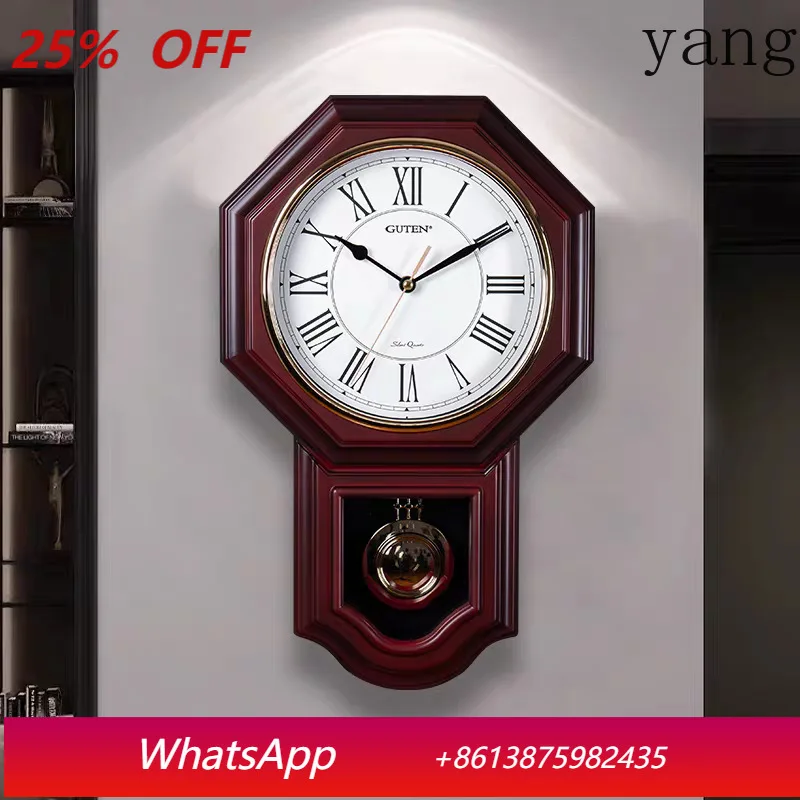 

LH Vintage Wall Clock Living Room Chinese Vintage Quartz Clock Chime Home Silent