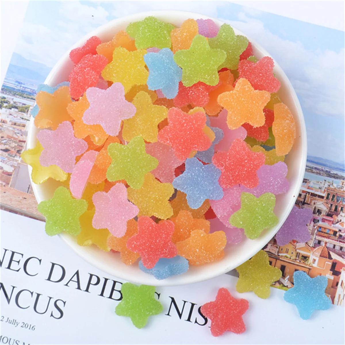 10pcs Soft Candy Heart resina Nail Art Charms strass gommoso Solid Gradient Love Star Design decorazioni per unghie accessori fai da te