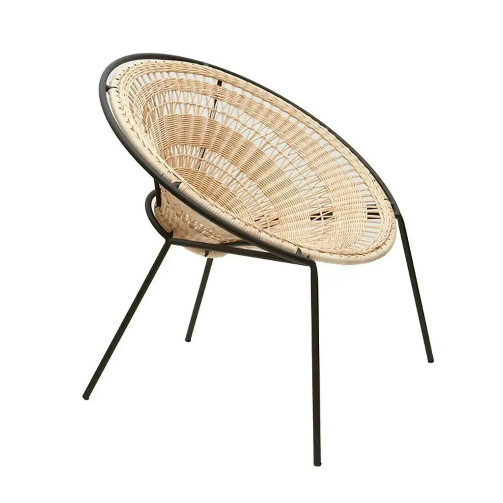 #Modern Classic Indoor LivingRoom Woven Wicker Rattan Flower Easy Chair  Antique Metal Café Restaurant Lounge Amrchair for Hotel