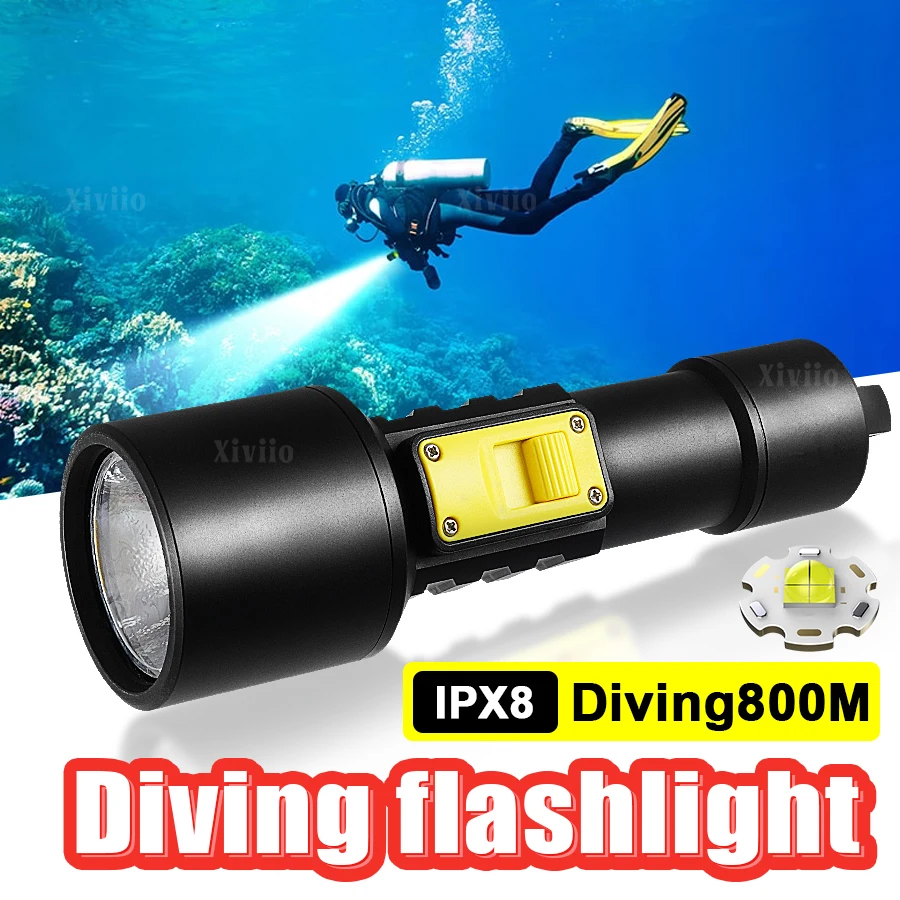 

90000000LM Мощные светодиодные фонарики для дайвинга IPX8 Водонепроницаемый профессиональный фонарь для дайвинга Подводный фонарь для дайвинга 800 м с ручной веревкой