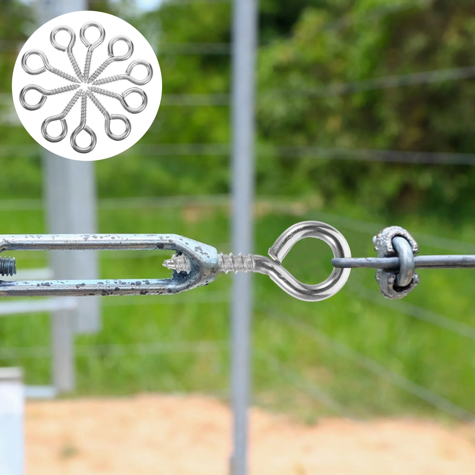 

10pcs Eye Screws For Crafts Threaded Hook Cable Fixing Diy Pendant Material Self Tapping Screw Metal Eyelet Hardware Fasteners