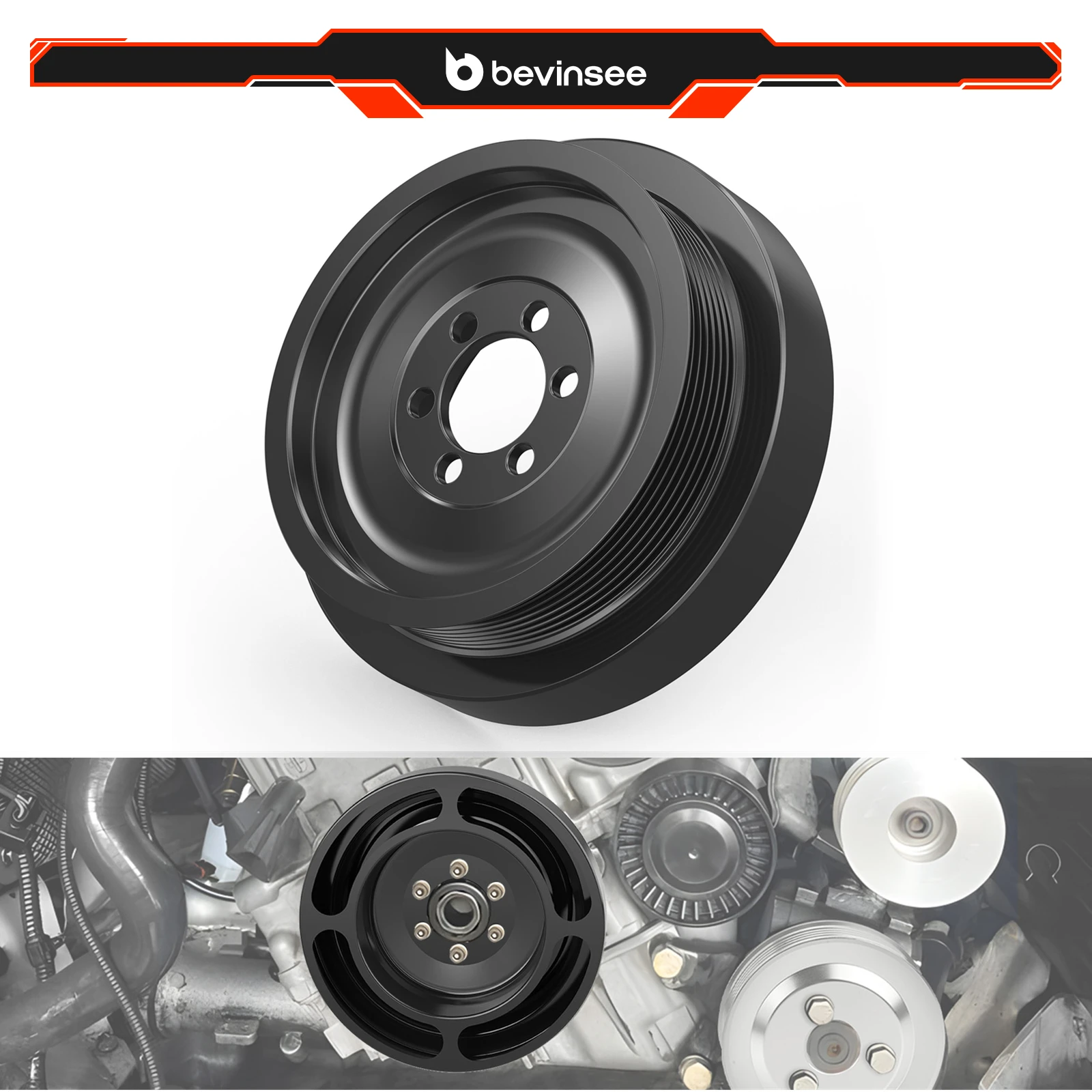 

BEVINSEE Lightweight Aluminum Crank Pulley for BMW E90 E92 E93 E91 E87 E82 335i 135i 1M N54 2005-2010, Replace 11 22 7 558 083