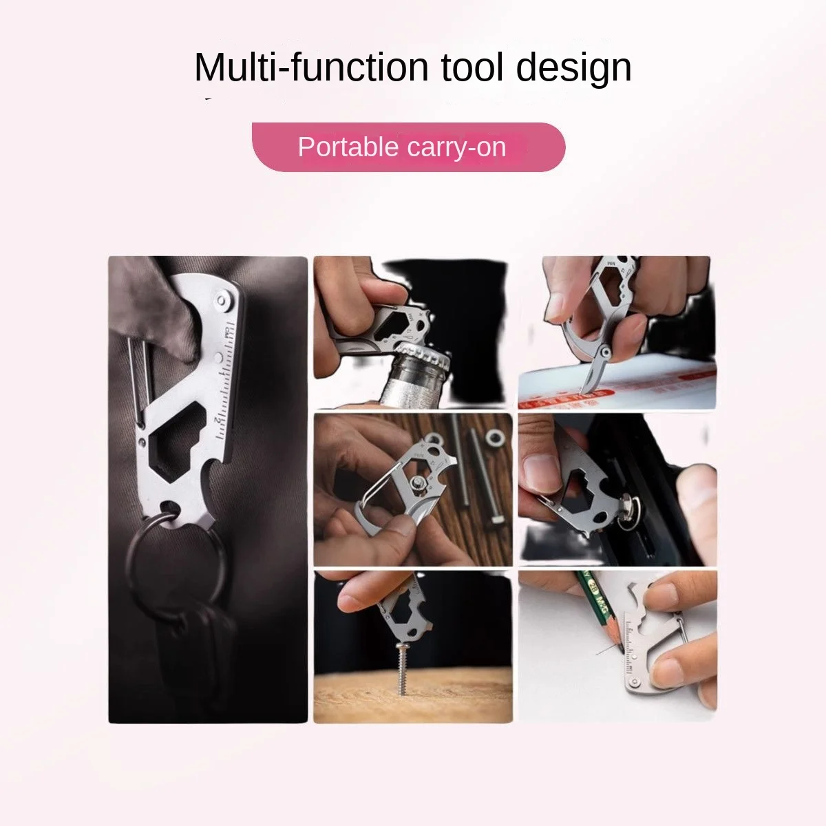 Multifunctional Stainless Steel Car Keychain - 6-in-1 EDC Tool (Outdoor Knife/Bottle Opener/Screwdriver), Emergency Portable Kit
