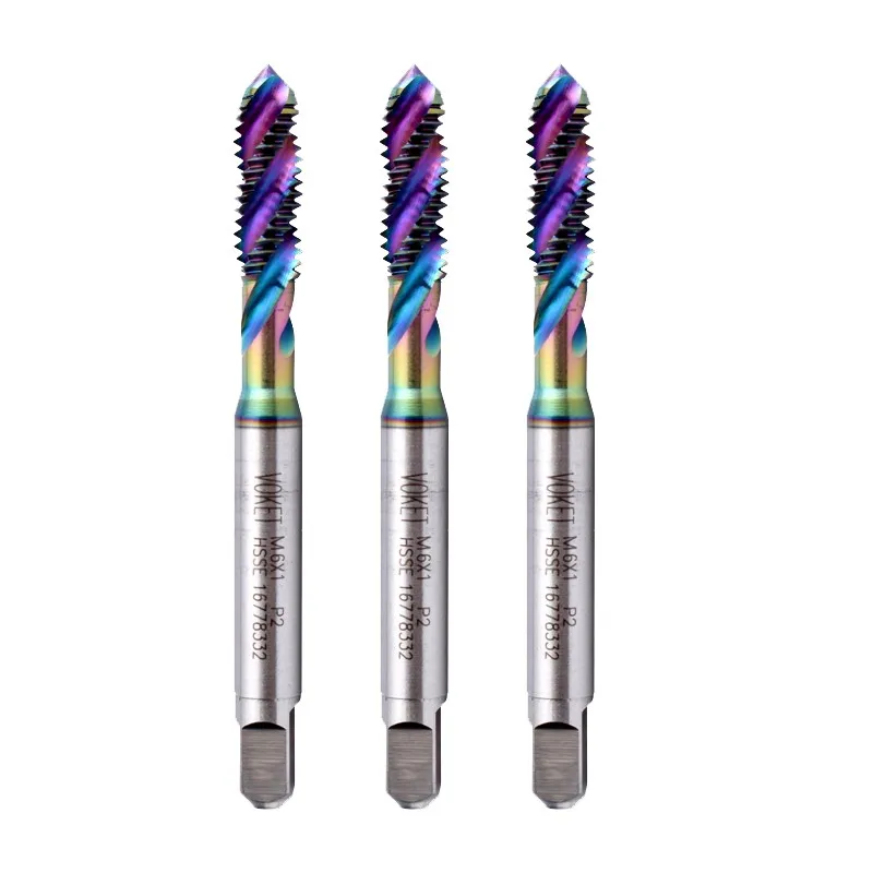 AZZKOR DLC Colorful Coating Spiral Tap For Aluminum Efficient Blind Hole Tap Tapping Tools M2M3M4M5M6M8M12