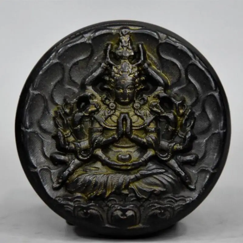 

China Hongshan Culture Meteorite Thousand Hands Guanyin Amulet Pendant