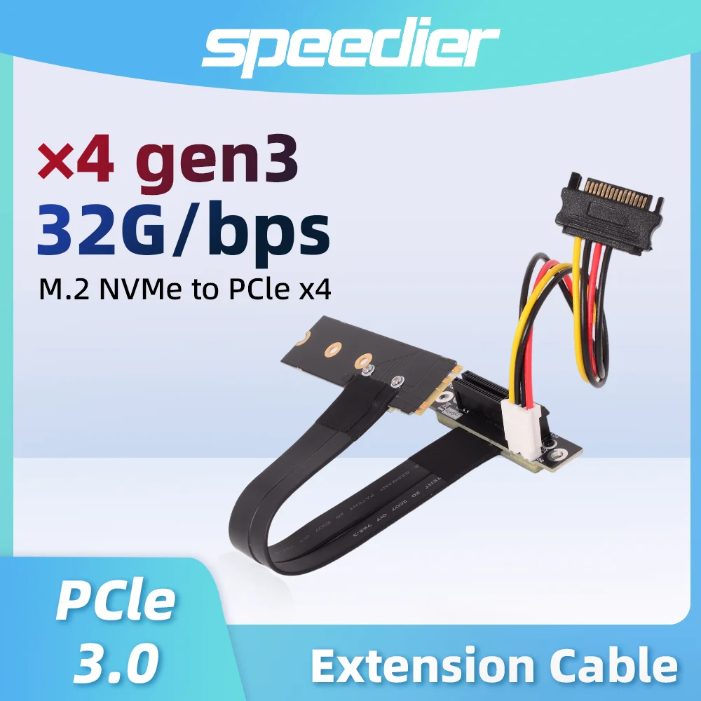 M.2 NGFF NVMe SSD To PCIe 3.0 X4 Riser Adapter Extension Cable Turn Angled GPU PCI-E 4X M2 M-Key for PC Video Card Customized