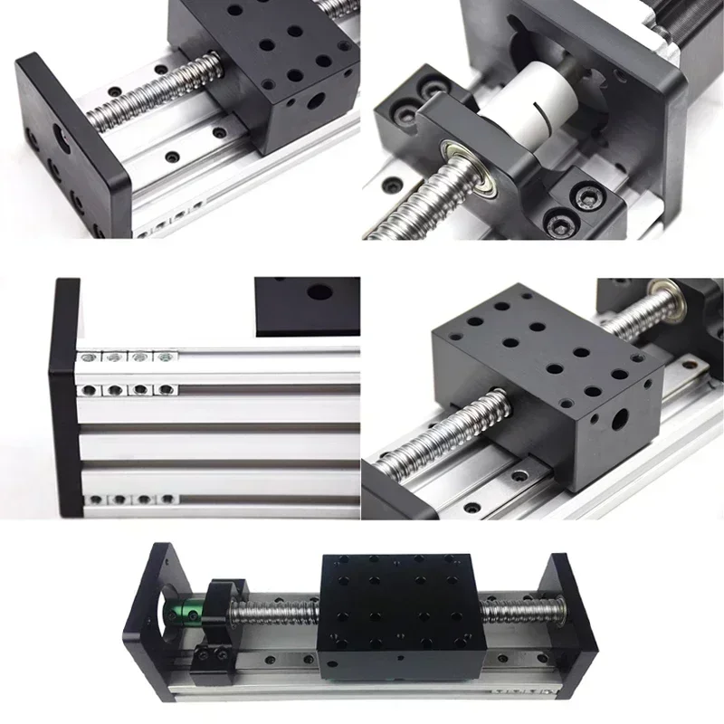 80mm Width Double Rail Sliding Table XYZ Axis CNC Ball Screw Linear Guide Table 4 Sliders SFU 1204/1605/1610 80KG Load