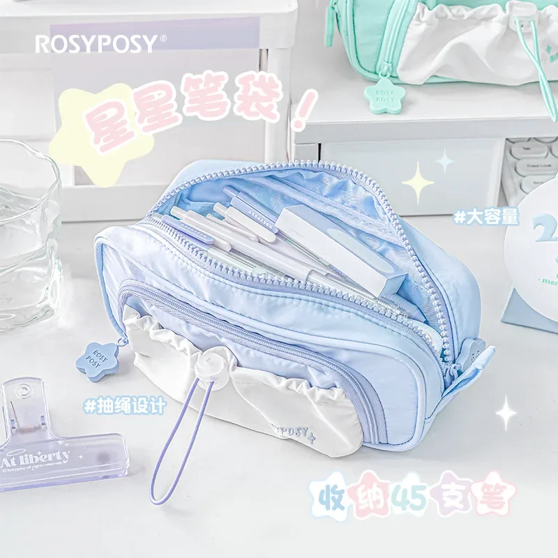 Imagem -02 - Star Series Double Layer Drawstring Pen Bolsa Ins High Beauty Girl Bolsa Papelaria de Grande Capacidade Voltar às Aulas