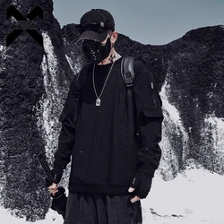 Men Functional Sweatshirt Techwear 2025 Spring Fashion Harajuku Tactical Pullover Loose O-Neck Sweat Shirt Tops Men