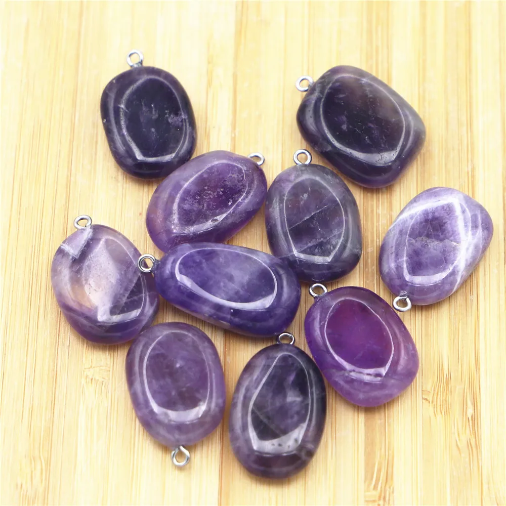 Hot New Fashion Natural Stone Amethyst Irregular Pendants Charms for Women Jewelry Necklace Making 20pcs Shopping Online India