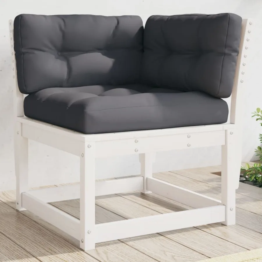 

Garden Sofa White Solid pine wood Polyester Standard Modular