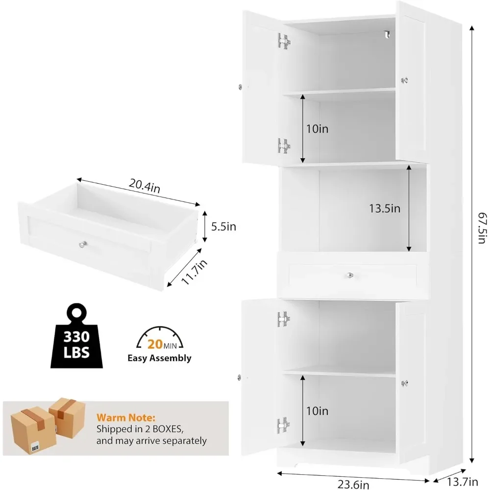 Lemari penyimpanan dapur panjang, 2 Pcs dengan pintu dan rak, lemari Hutch dapur dengan laci penyimpanan & Kabinet Bar