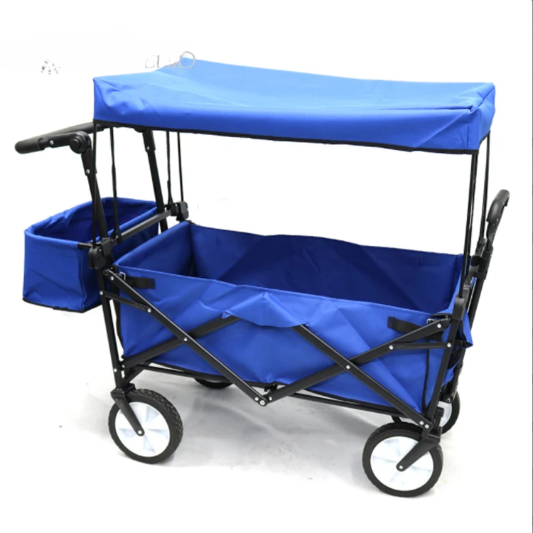 

Outdoor Oxford Folding Camping Hand Trolley Garden Cart 8 inch four-wheel cart Portable Camping Wagoncustom