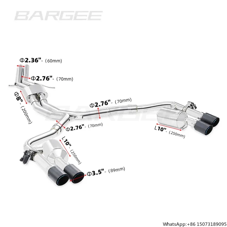

Выхлопные трубы Bargee CATBACK Dual Valvetronic для C7 S7 2014-2018 4.0T, другие внешние аксессуары, выхлопные системы