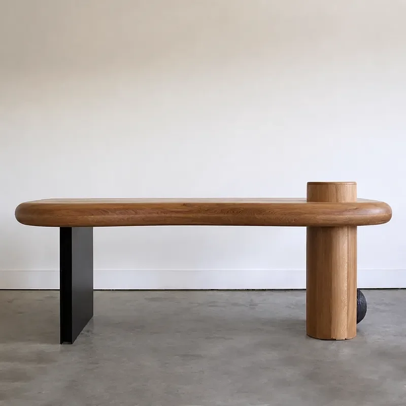 Wabi Sabi Handmade Log Entrance Table Natural Edge Solid Wood End View Console Retro Living Room Decor Strip Case for Hotel