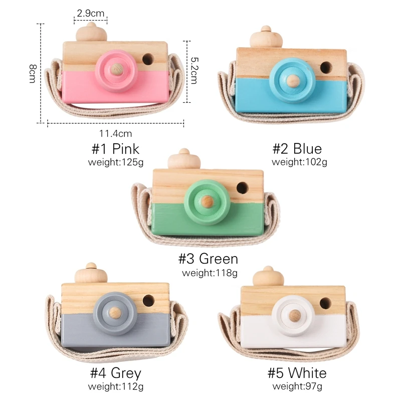 Let\'s Make 1pc Wooden Baby Toys Fashion Camera Pendant Montessori Toys For Children Wooden DIY Presents Nursing Gift Baby Block