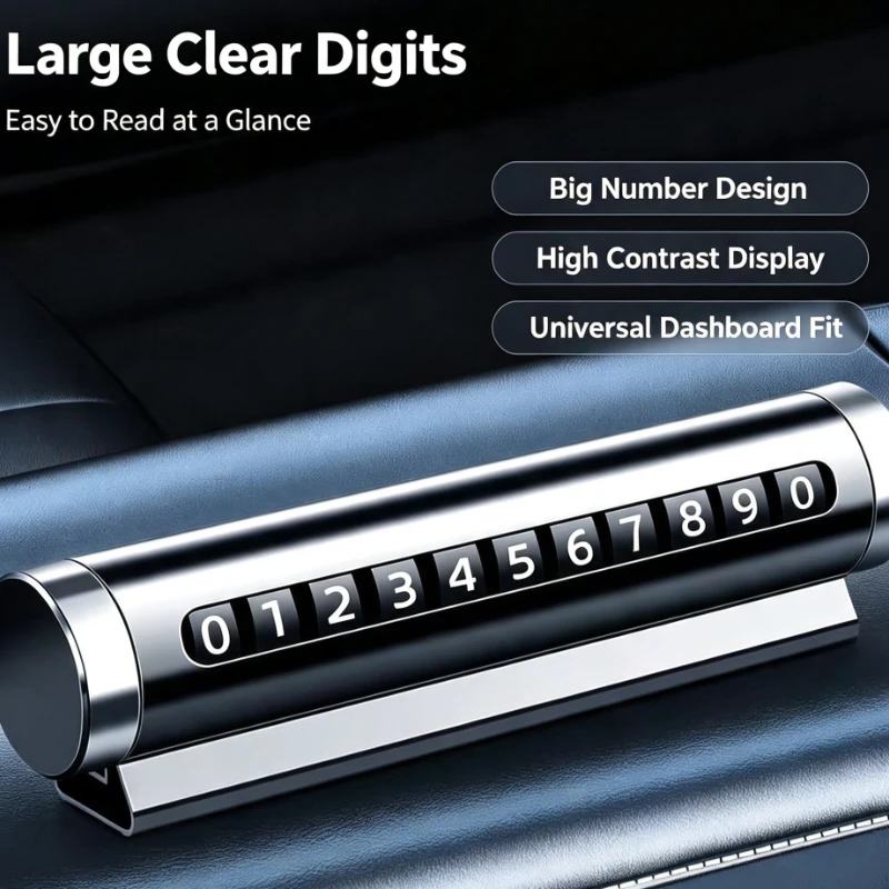 Car Temporary Parking Number Plate Large Visible Digits Metal Dashboard Accessories Privacy Protection Moving Card Clip