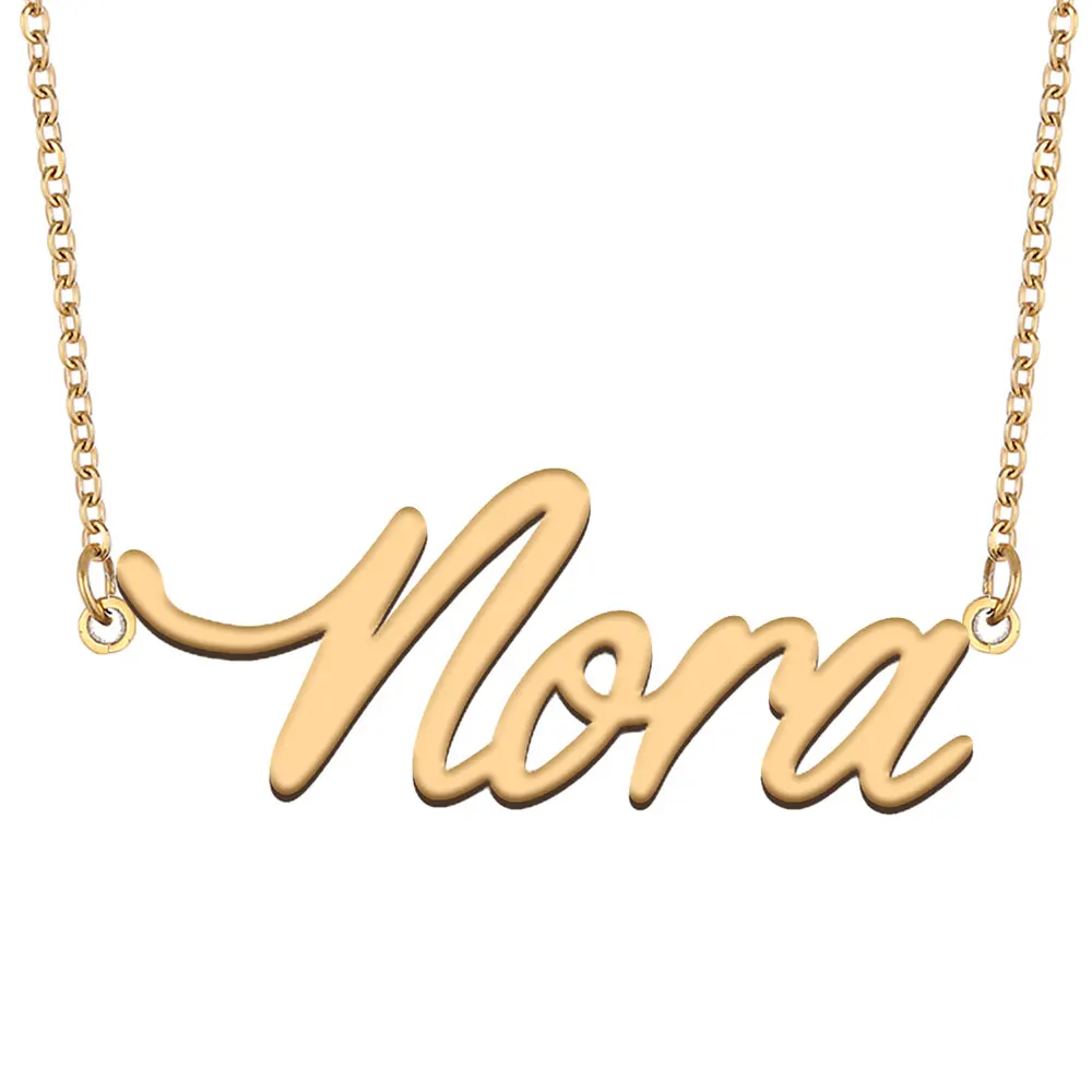 

Nora Name Necklace for Women Stainless Steel Jewelry Gold Color Nameplate Pendant Collares Para Mujer Letters Choker