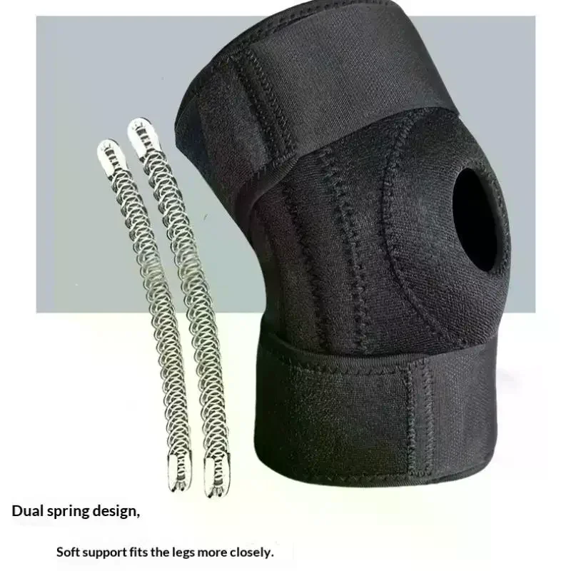 1Pc Adjustable Knee Support Knee Brace With 2/4 Spring Supporting For Knee Pain Injury Recovery Sports Safety For Men Women