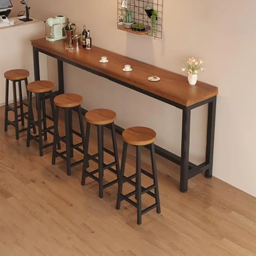 

Space-Saving Narrow Long Table Set with Chairs, Kitchen Island Pub Table for Small Spaces, Ideal for Dining Room and Cafe Use