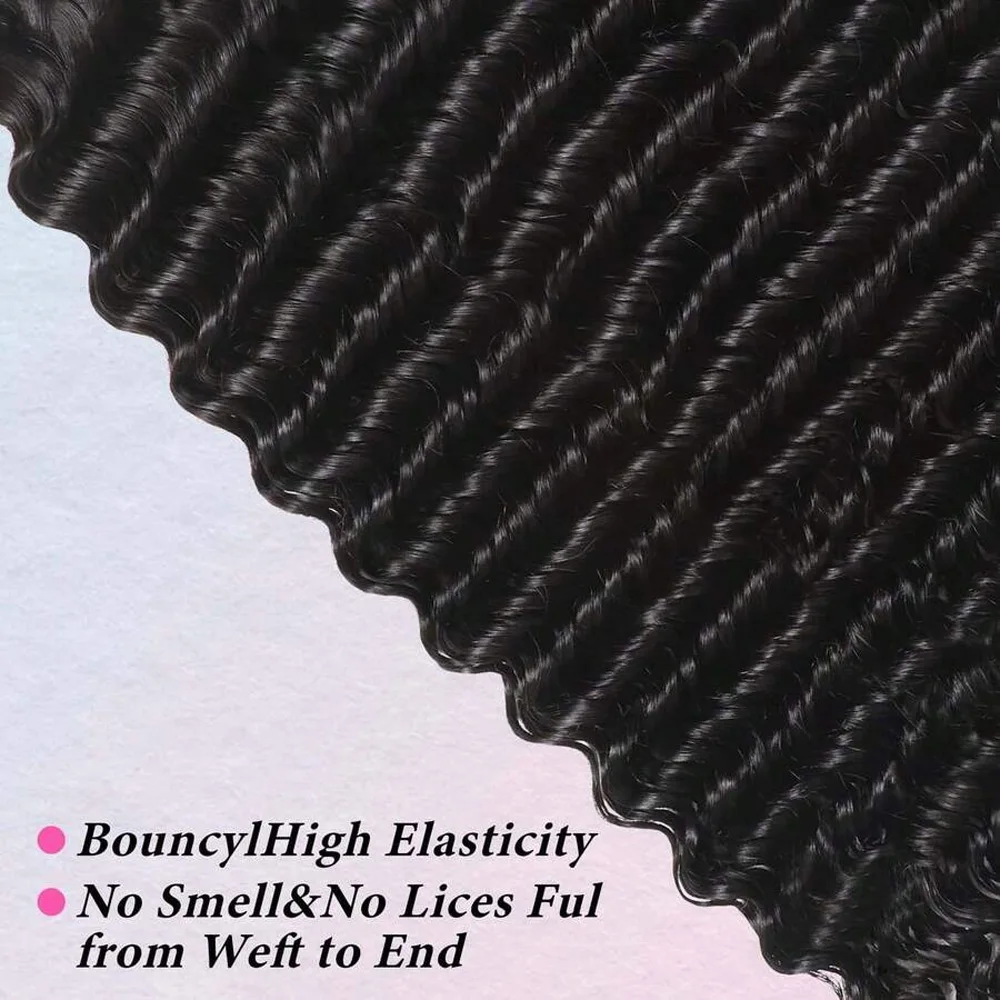 Tief gewelltes Echthaar, brasilianisches Echthaar, gewellt, lockig, 100 % unverarbeitetes Echthaar, Wasserwellen-Echthaarverlängerungen