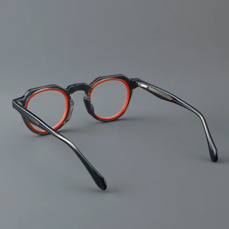 VCKA High Quality Acetate Myopia Glasses Frame Round Optical Clear Eyewear Customizable Prescription Spectacles -0.50 to -6.0