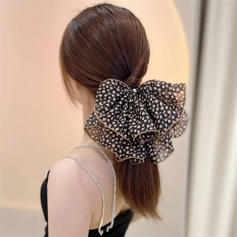 Elegant Fashion Cloth Ribbon Bowknot Hair Clips Girl Printed Floral Ponytail Hair Clip Hairpins Women Headwear Hair Accessories