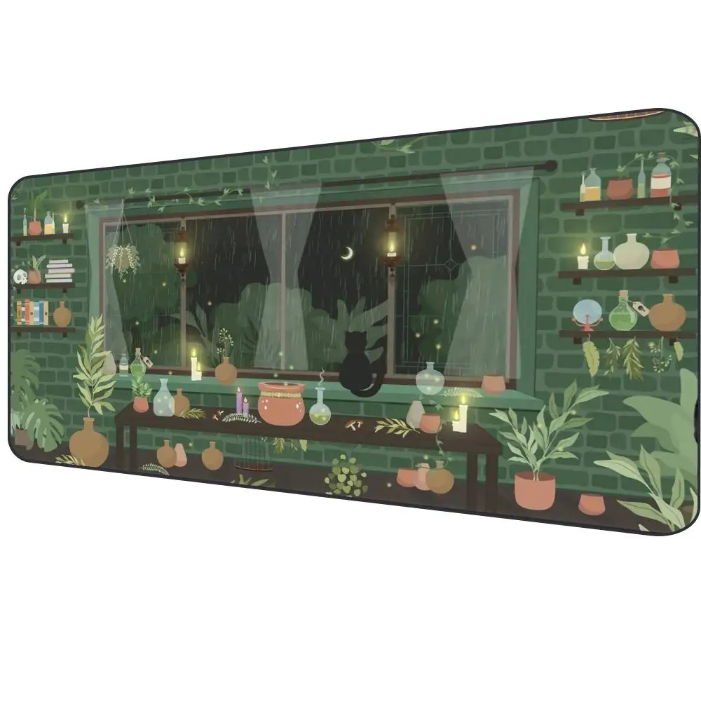 

Green creative illustration bedroom landscape games Mouse mousepad Desk mat Gift large size playmat Pad